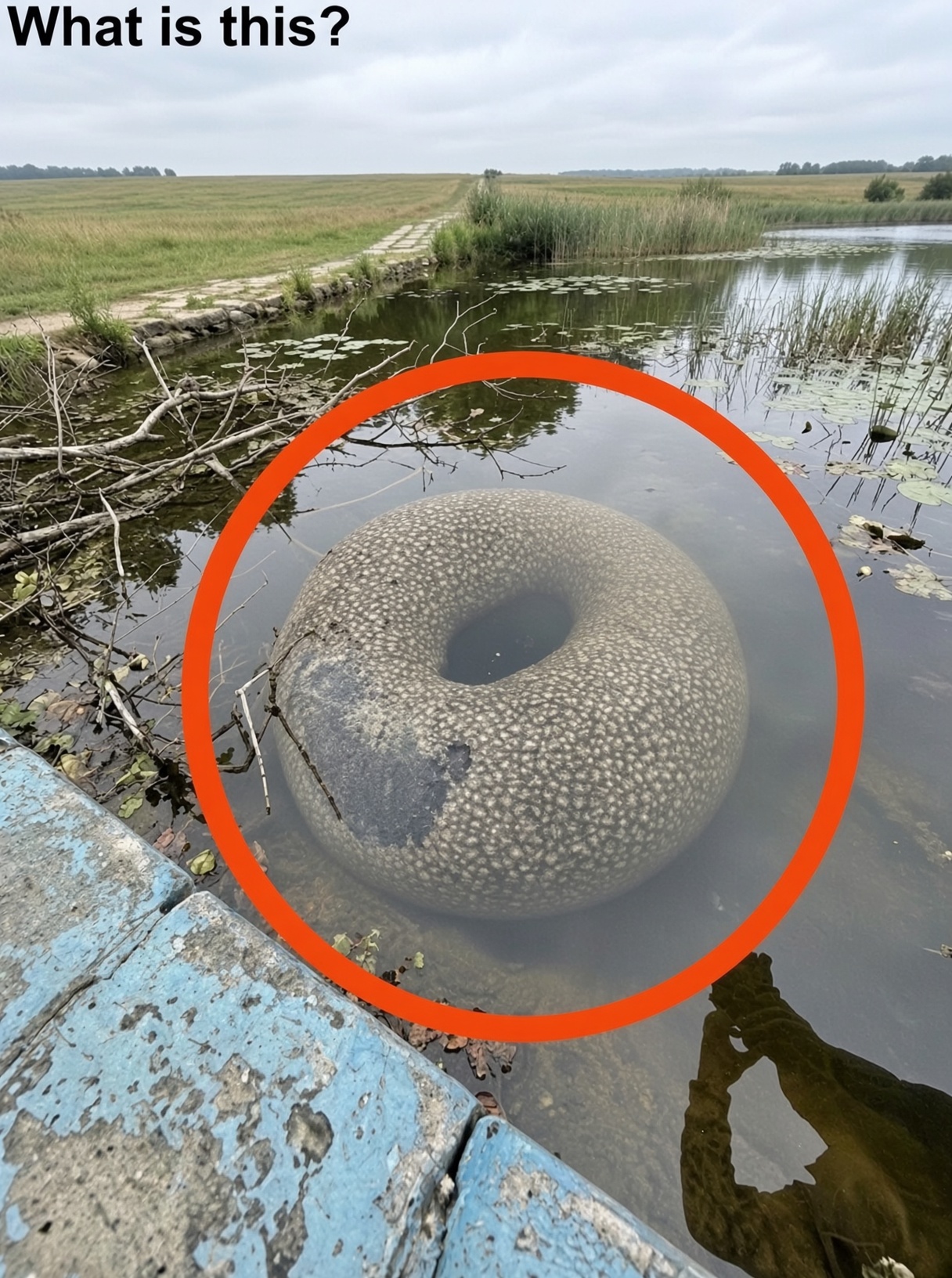 Found in an artificial lake