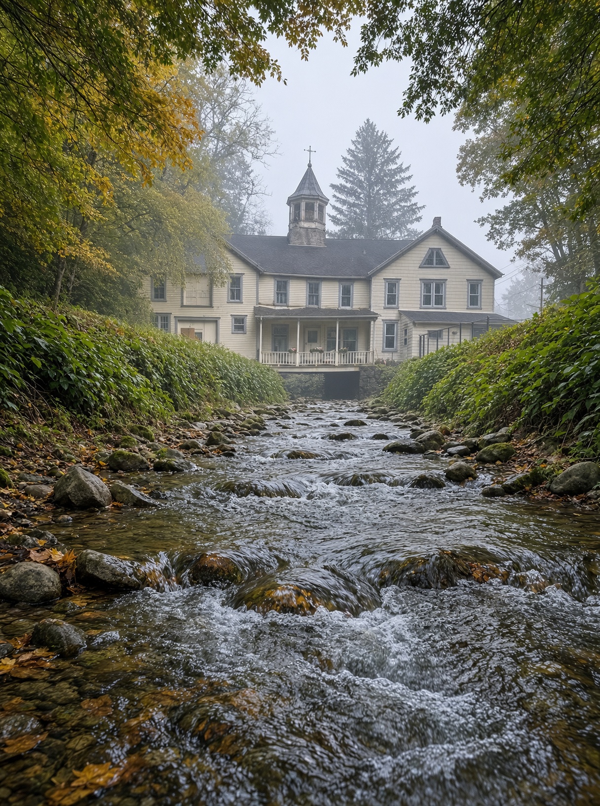 This Stunning Old House Sits Over a Peaceful Creek—and the View Is Simply Magical